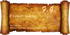 Ficker Gyula névjegykártya